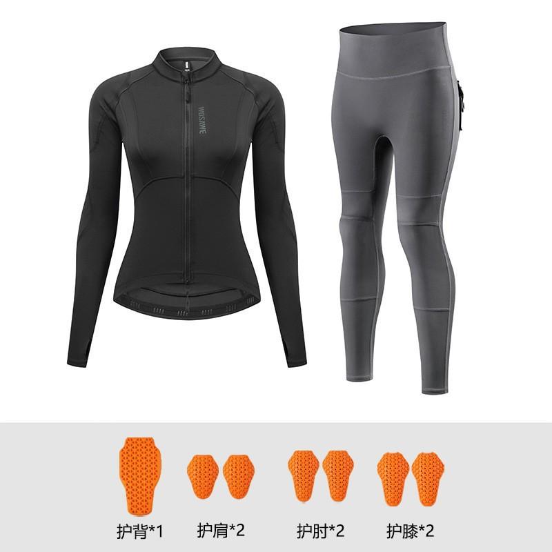 1 Womens Motorcycle Racing Suit Set With Airflow Design Soft Knee Protectors High-Waist Stretch Top Yoga Pants