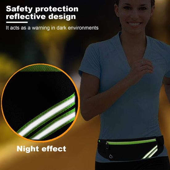 Спортивная поясная сумка с застежкой-молнией, большая вместительная водонепроницаемая светоотражающая полоска, ультратонкая поясная сумка для хранения
