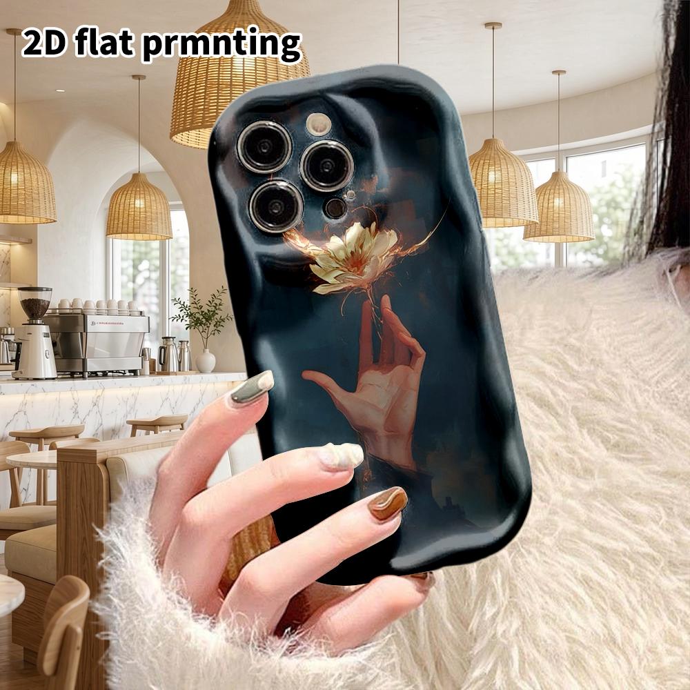 Чехол для телефона: 2D плоский дизайн, подходящий для защитного чехла iPhone 18, 17, 16, 15, 14, 13Pro, стиль для пары, держащие луну и лотос, Рождество и Хэллоуин