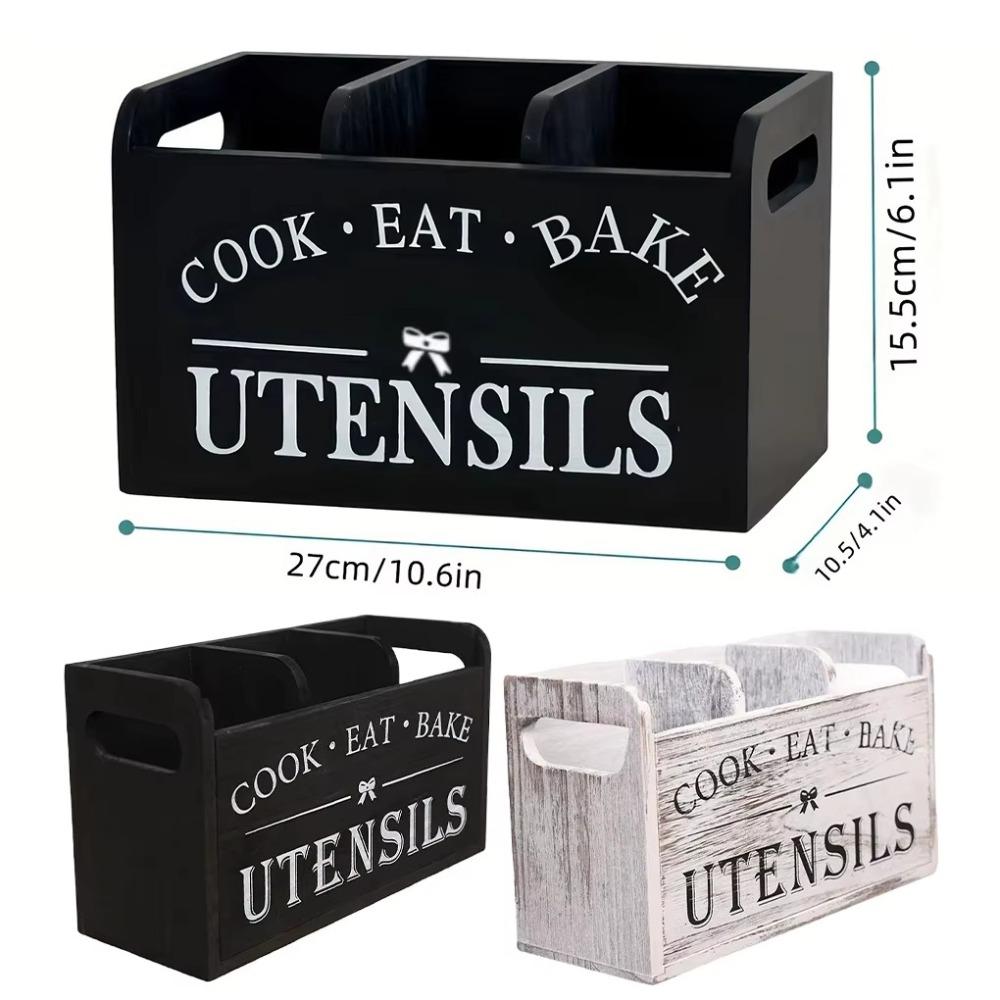 Wood Material Wood Kitchen Utensils Holder With Drainage Holes Tableware Stand Kitchen