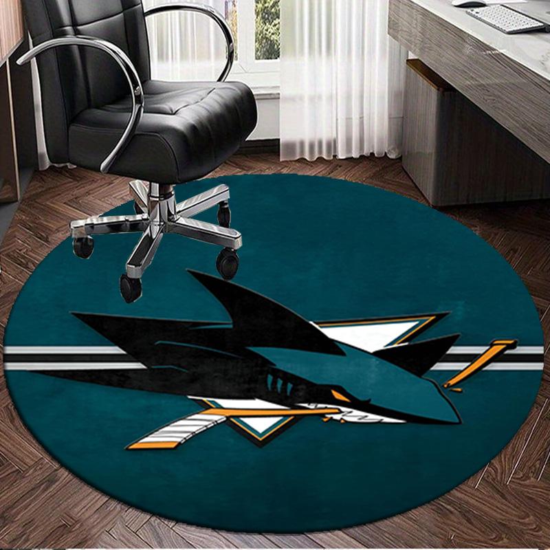 1PC Shark City Lights Round Rug, Non-slip Chair Mat, Home Decor, Circle Carpet Perfect for Office, Bedroom, Living Room,Christmas gift