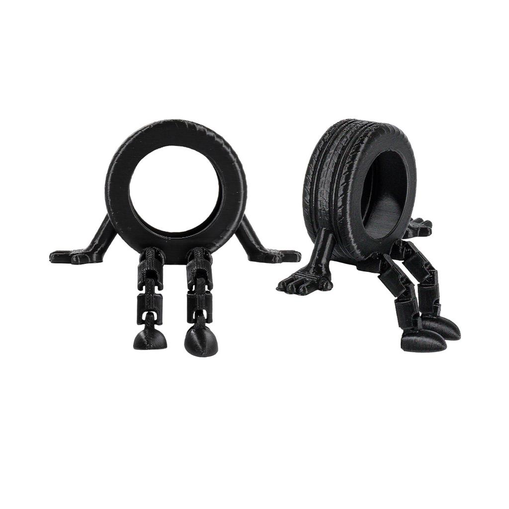 3D Printed Toy Car Tire Poseable Figurine Articulated Model for Display