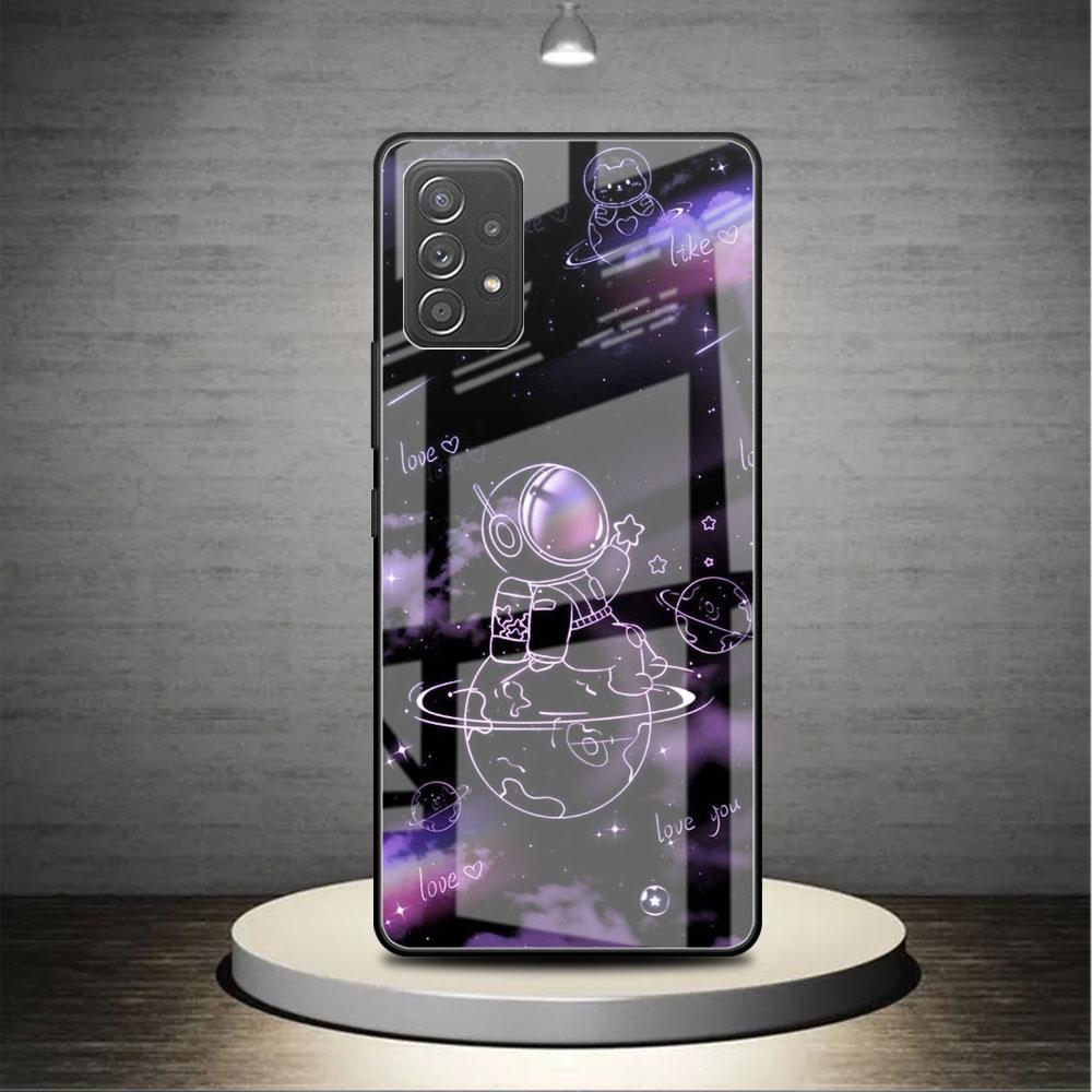 Стеклянный чехол для Samsung Galaxy A52 A71 A50 A51 A70 A21s A31 A72 A10 A12 A30 A22 5G Чехол для телефона Астронавт Милый