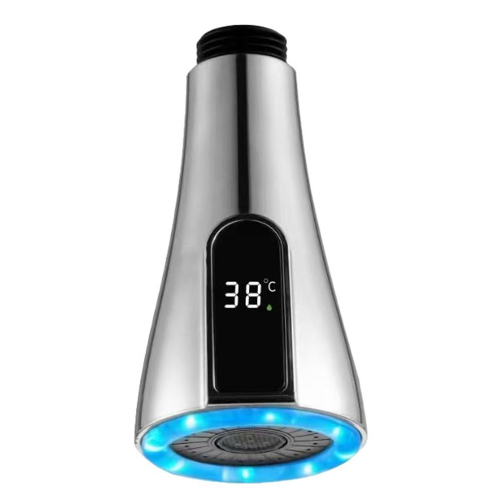 Выдвижной кухонный смеситель с изливом G12, со светодиодным цифровым дисплеем температуры и двумя режимами распыления для пузырькового и струйного потока воды