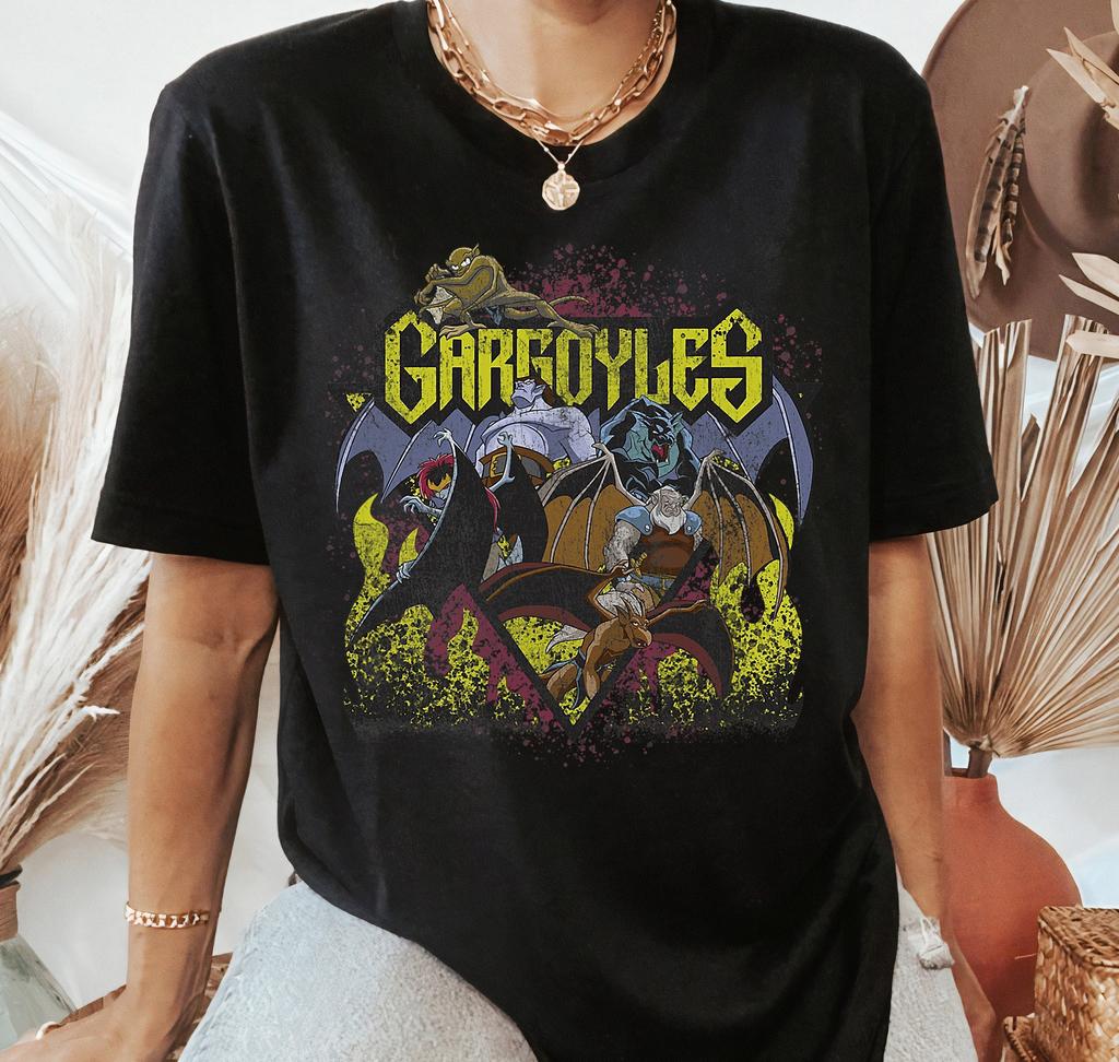 Футболка Gargoyles Ретро Рок-н-Ролл Футболка с плакатом Gargoyles отпускная поездка Семейные matching футболки