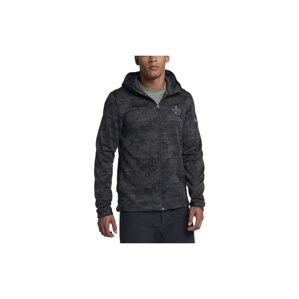 Nike Куртка с капюшоном и логотипом на молнии, камуфляжная, мужская, черная 890573-060