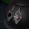 Vintage Hook Chic Engagement Wedding Jewelry Red Agate Earrings Ruby Ear Stud Dangle  Gemstone