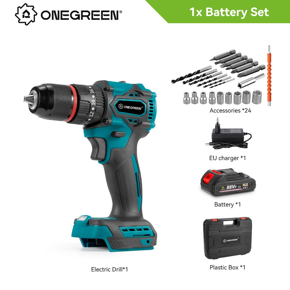 ONEGREEN 1200 Вт 480 Н.М крутящий момент бесщеточная электрическая ударная дрель 20 передач аккумуляторная отвертка электроинструменты для Makita 18 В аккумулятор