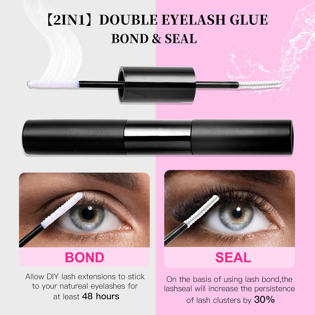 Segmented Multi-Hair Glue Tweezers Set, Natural Thick False Eyelashes C-Song Single Cluster Eyelashes