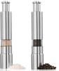 Morningplace Stainless Steel Pepper Mill, One-Push Operation, Salt and Pepper Spice Mill (Set of 2)