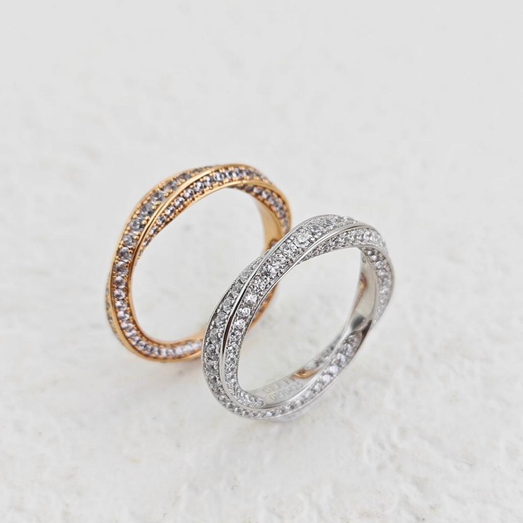 Кольцо Мёбиуса, усыпанное бриллиантами, переплетённое кольцо для пары в виде цветка, простое кольцо с темпераментом