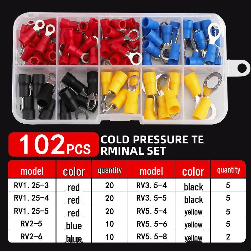 Cross-Border 280-Piece Cold-Pressed Insulated Steel Copper-Plated Terminal Block Set for Electrician Wiring Connections