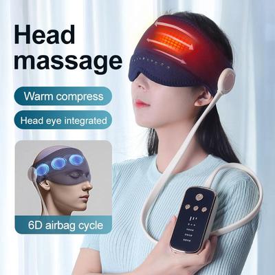 Электрический массажер для головы Массажер для глаз с подушкой безопасности Горячий компресс Разминание Дренаж меридианов Виски Массажер для сна