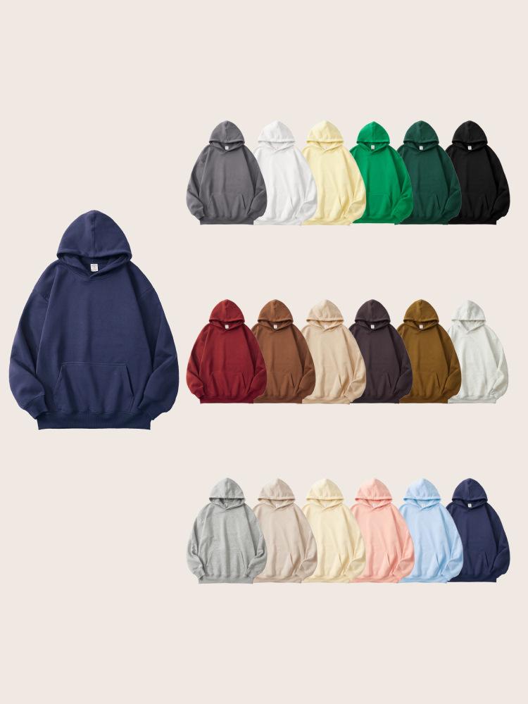 Худи с капюшоном, 300 г/м², хлопок, двустороннее, тяжелое, унисекс, свободный крой, однотонное, для осени