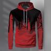 Spring Fall Men Sport Hoodie 3D Contrast Color Printing Drawstring Hooded Long Sleeves