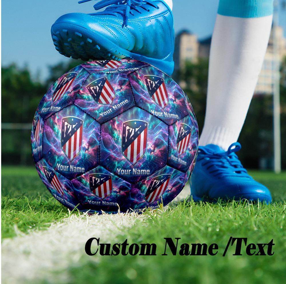 Size 5 Football Custom Name Text, Outdoor Training Soccer BallAtletico Madrid