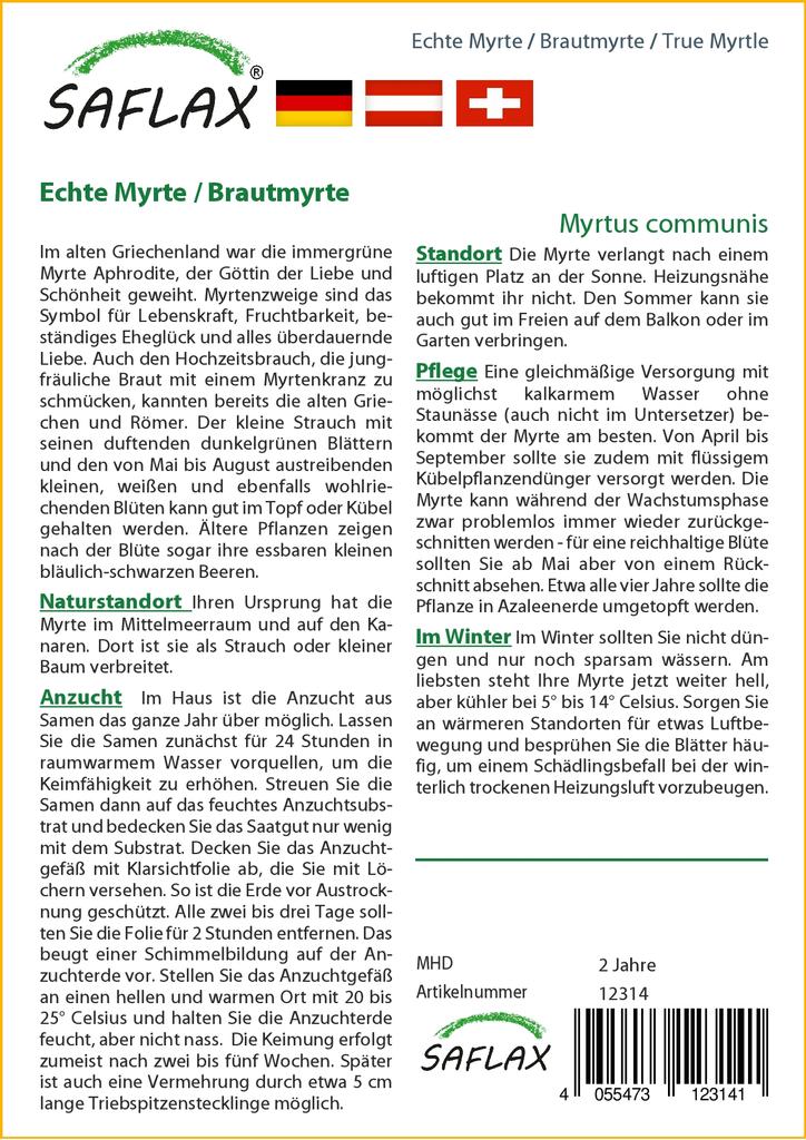 SAFLAX Мирт настоящий - 30 семян - Myrtus communis