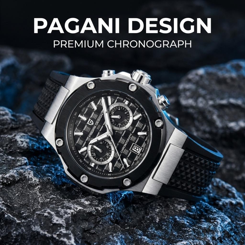 New PAGANI DESIGN Luxurys Men Quartz Watch VK64 Sapphire Glass AR Coated Chronograph 100M Waterproof Luminous Watch for Men