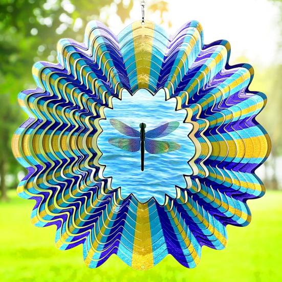 3D Animal Wind Spinner Decoration with Hook Indoor Outdoor Garden Yard Porch Colorful Turtle Butterfly Rooster Dragonfly Flower Wind Chime Hanging