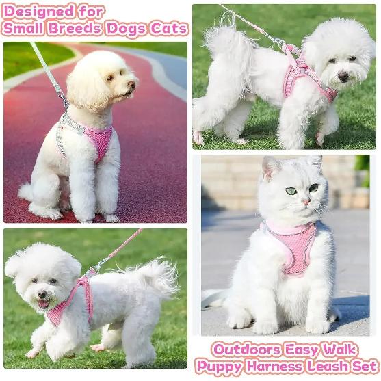 Cat Harness Adjustable Pet Harnesses Reflective Leashes Set Pet Harness for Cats Small Dogs Pug Chihuahua Cat Accessories