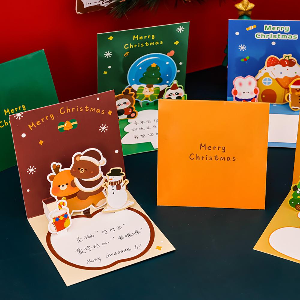 Прекрасная трехмерная рождественская открытка-поздравление Карточка-благословение для детского сада, мероприятия, вечеринки Милый мультяшный подарок Открытка-поздравление с благословением