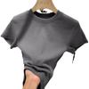 Ice Silk Mask T-shirt Women's Summer Short Sleeve New Slim Fit Round Neck Stacked Short Bottoming Knitted Top
