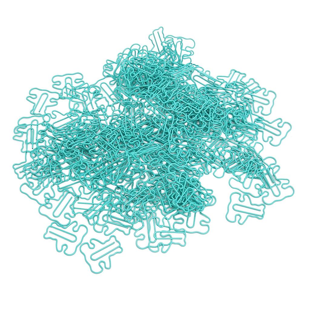 160pcs Little Bear Paper Clip Blue Cute Animal Shaped File Note Page Marker Clips Bookmark for File