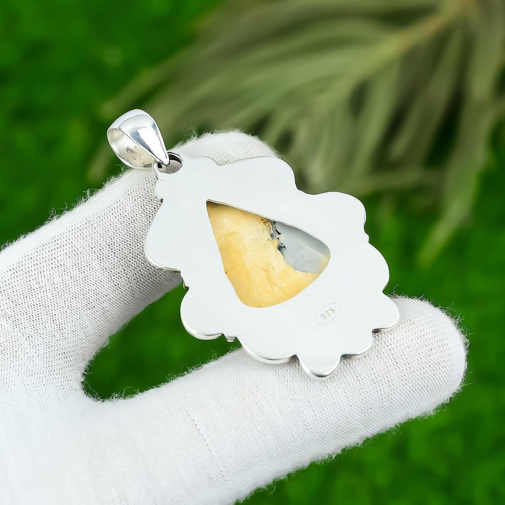 Daughters Day Sale 925 Silver Maligano Jasper Stone Bezel Wife Pendant Jewelry
