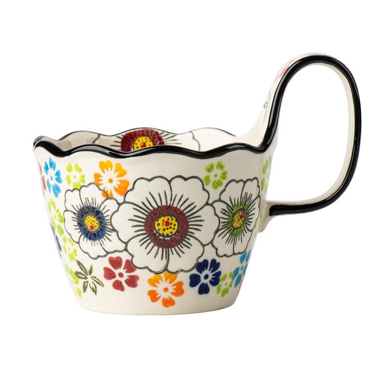 400 мл керамическая кружка с ручкой и ложкой, тисненый дизайн, подарочные кружки в винтажном стиле, кофейные чашки, посуда для напитков, чайные чашки, столовые приборы для питья