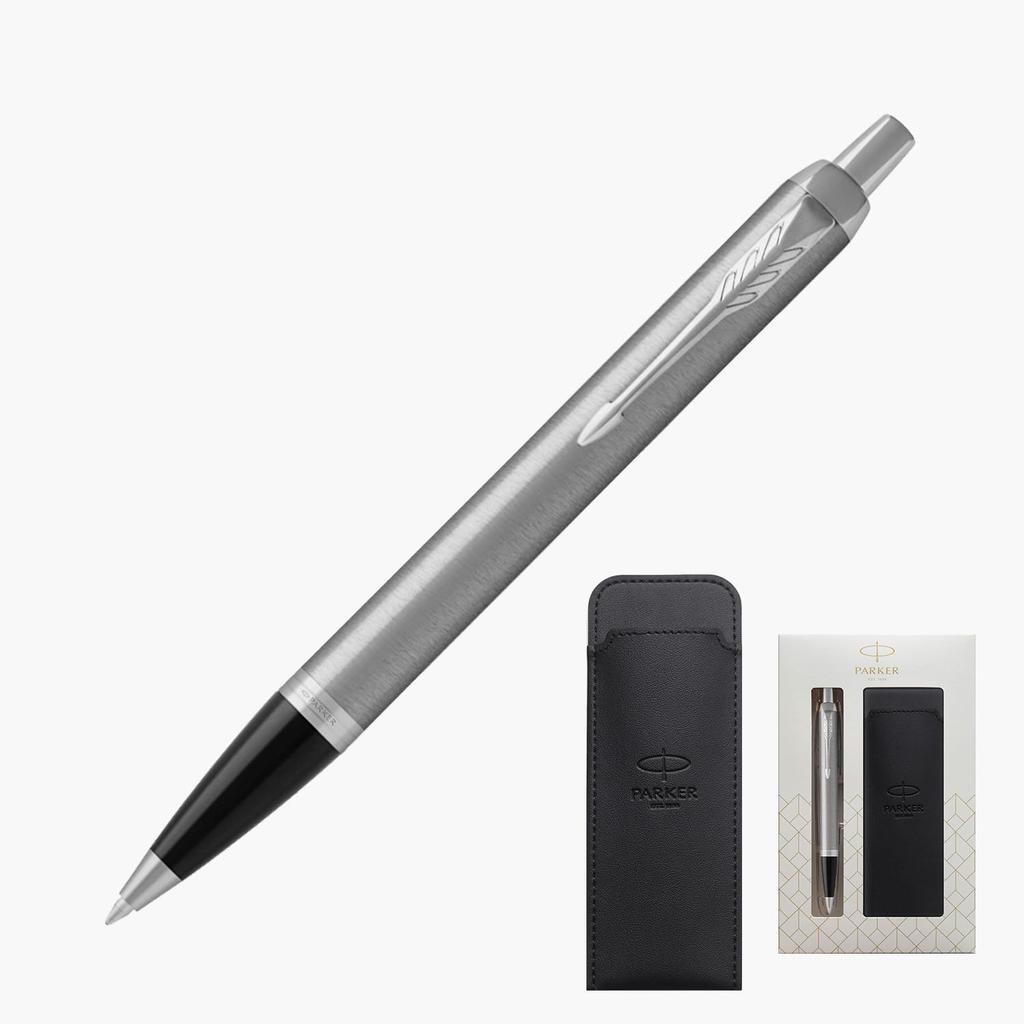 Parker IM Металл с щеткой CT Шариковая ручка Средняя с Карандашом Подарочная коробка Официально 2143415Z V1d Ручка, Наконечник, На масляной основе, Футляр, Набор, Импортный,