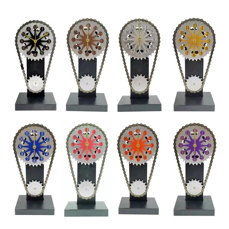 Винтажные часы с вращающейся шестерней, настольные часы, античная шестерня, железная цепочка синхронизации, настольные часы с приводом для подарка на день отца