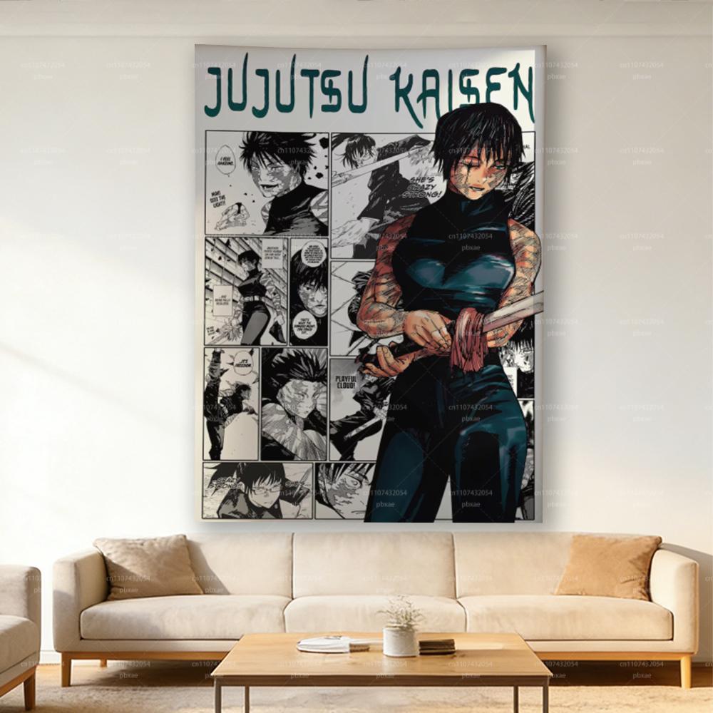1 шт. Гобелен на стену Jujutsu Kaisen Маки Зенин Аниме Манга Арт Настенное панно для спальни общежития гостиной Декор для фанатов