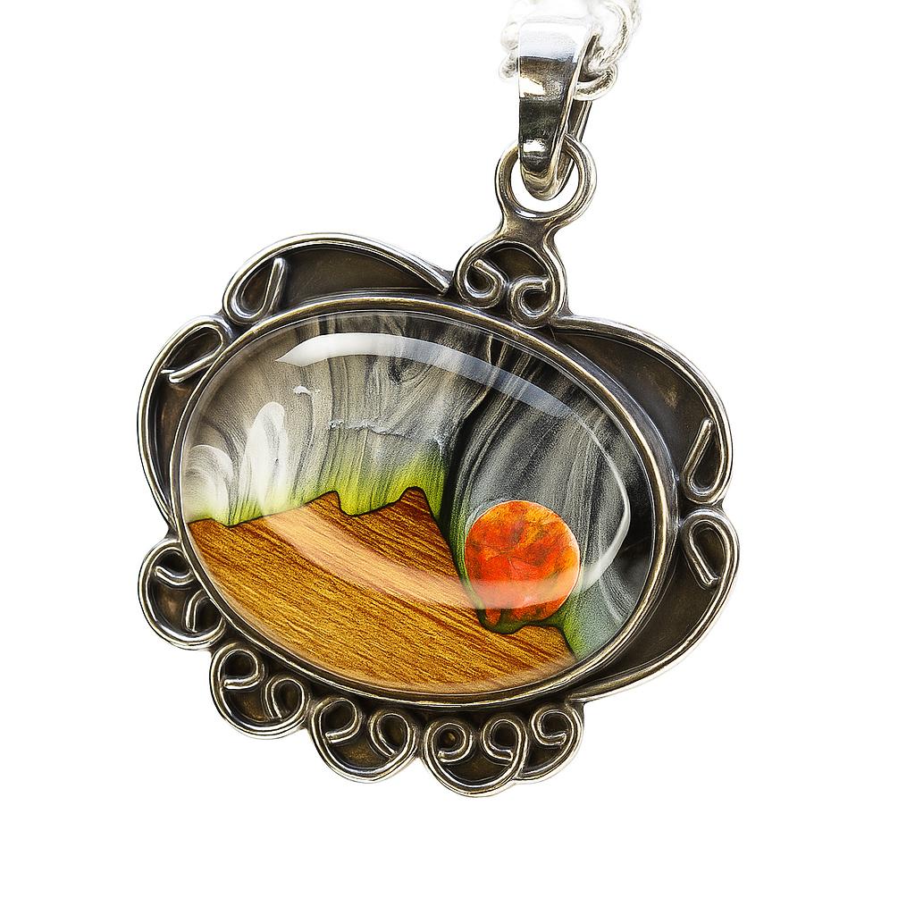 56 ct Natural Multicolor Oval Pendant 925 Sterling Silver Gemstone Jewelry Gift