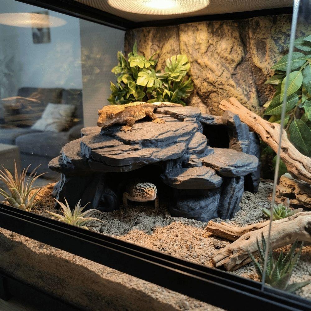 Realistic Texture Aquarium Fish Shelter Simulated Rock Reptile Resting Place Aquariums