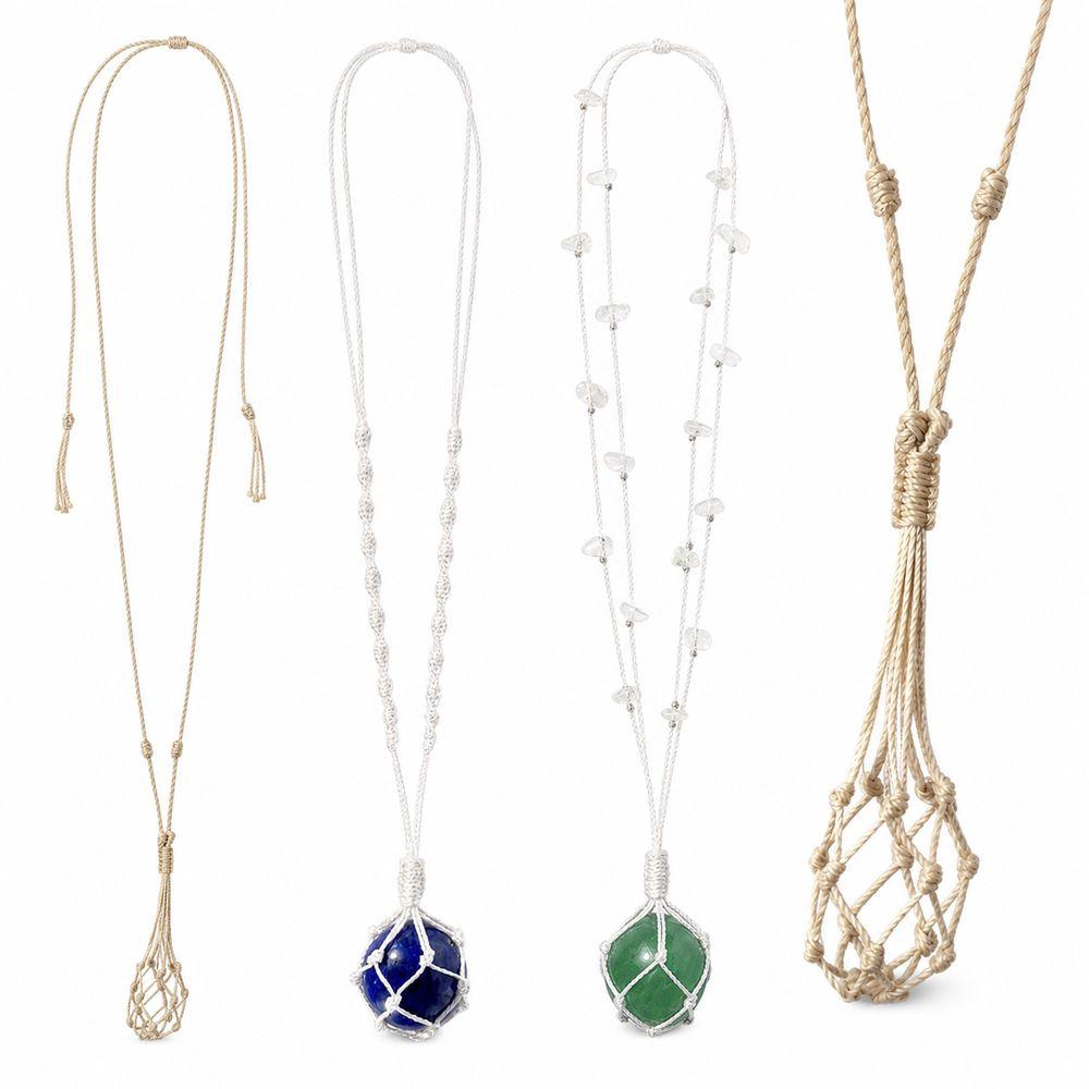 Copper Crystal Net Metal Necklace Silver Color Stone Holder Necklace Necklace Accessories