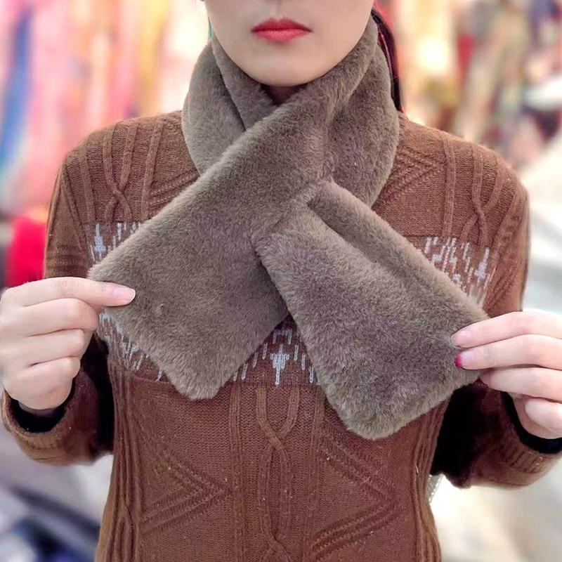 Scarf Women's Winter Imitation Rose Rabbit Fur Plush Shawl Thickened Fake Collar Scarf Women's Warm Thickened Plush Scarf Tide