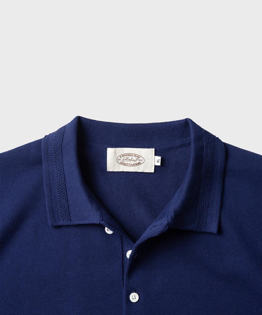 AMFEAST (Cotton 100%) Essential Polo Half Knit Navy