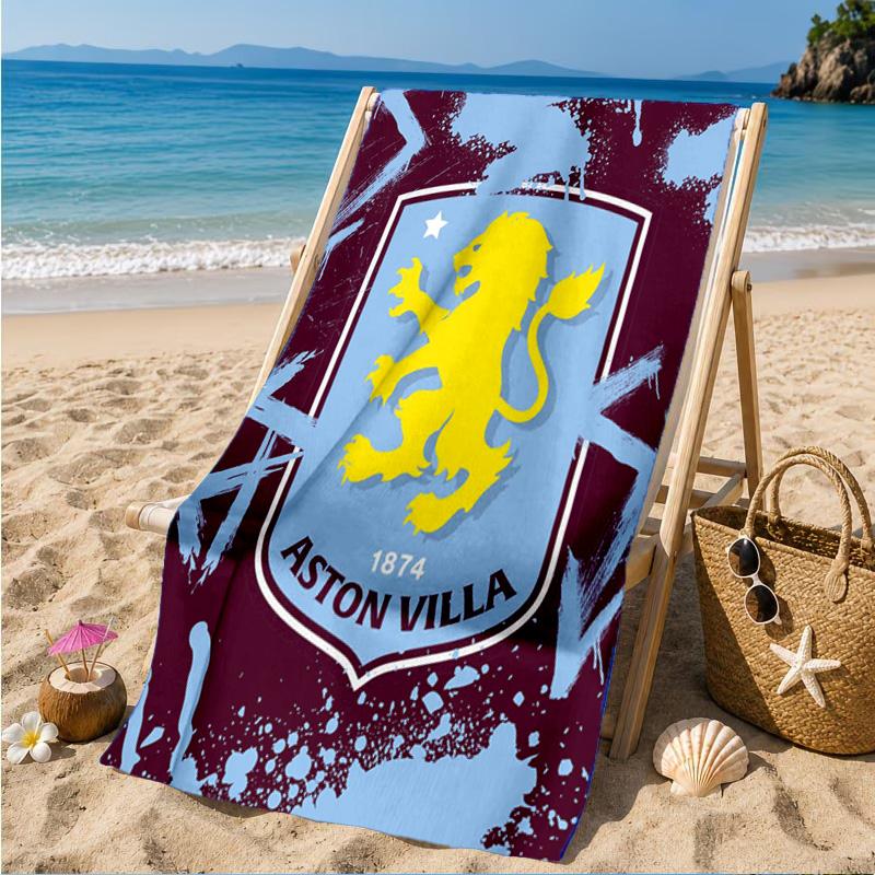 Пляжное полотенце с дизайном герба Aston Villa, Быстросохнущее, Легко в уходе, Подходит как для фитнеса, так и для пляжного отдыха, Спортивный незаменимый аксессуар