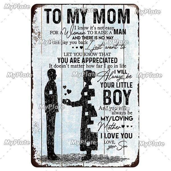 Vintage To My Mom Metal Sign Love Tin Sign Decoration Plaque Home Wall Decor Bar Sign Home Decor Poster Drop Shipping