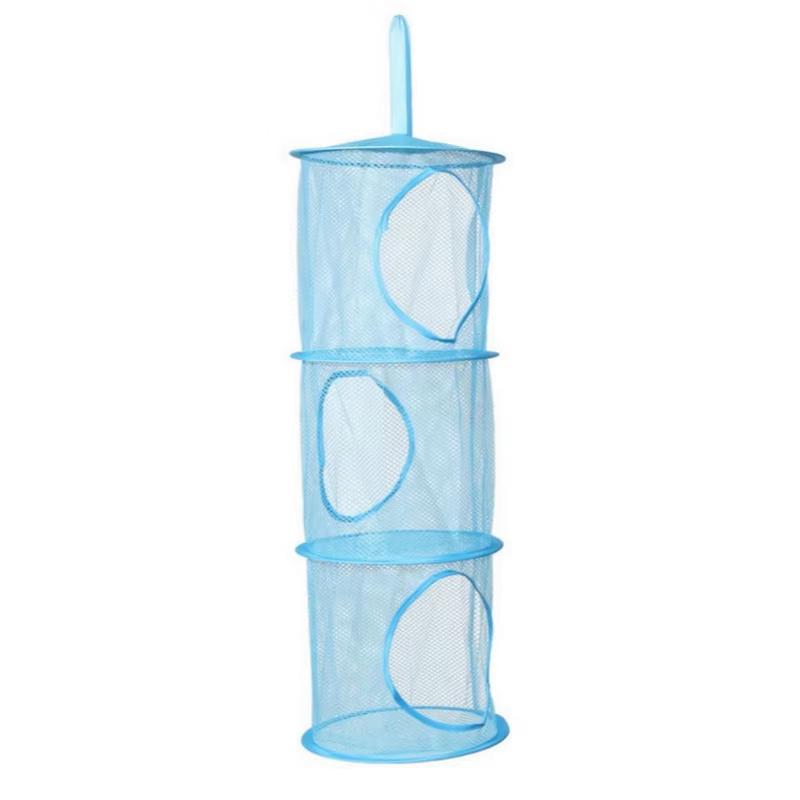 Hanging Mesh Stuffed Animal Storage Hammock Net, Foldable Toy Storage Organizer 3 Compartments Net