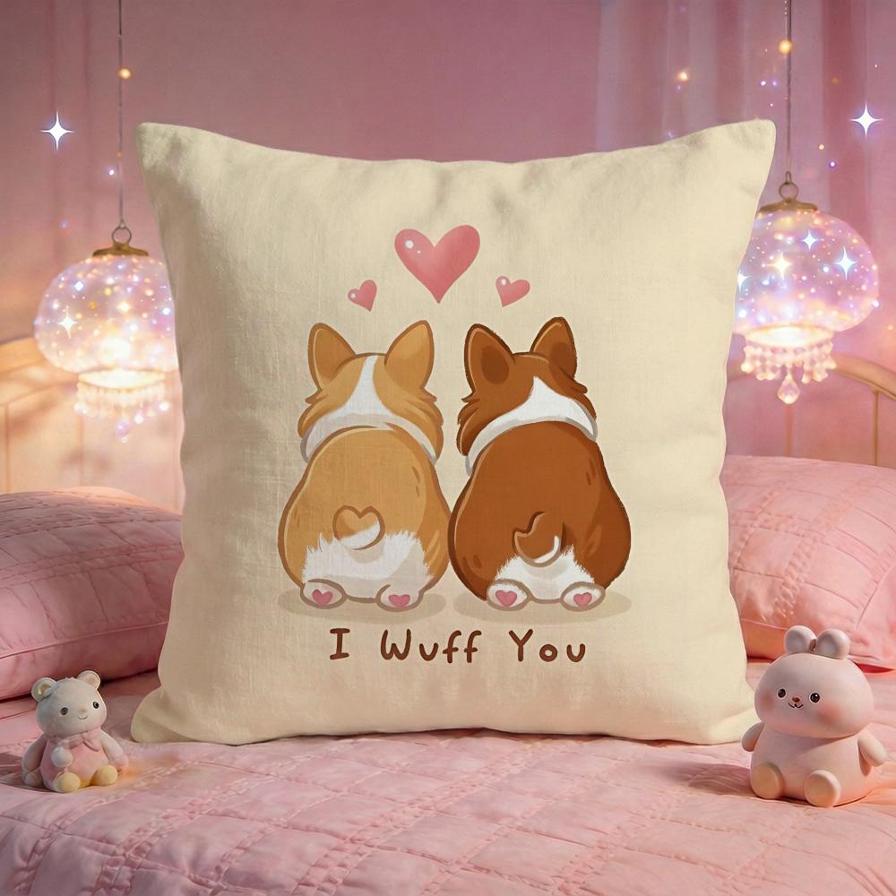 Lovely Corgi Puppy Cushion Cover Premium Comfort Reversible Pillow Cove Two in One Design for Any Room Car Interior