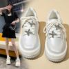 Platform White Shoes Women's Spring 2025 New Fashion Versatile Casual Breathable Rhinestone Heightening Casual Board Shoes