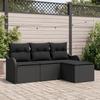VidaXL 4-Piece Garden Sofa Set with Cushions Black Poly Rattan 3354322