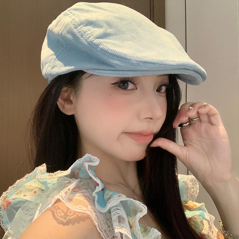 Японские новые простые нишевые береты синего цвета Casp для женщин, летние тонкие универсальные шляпы Show Face, маленькие ретро-литературные шляпы Forward