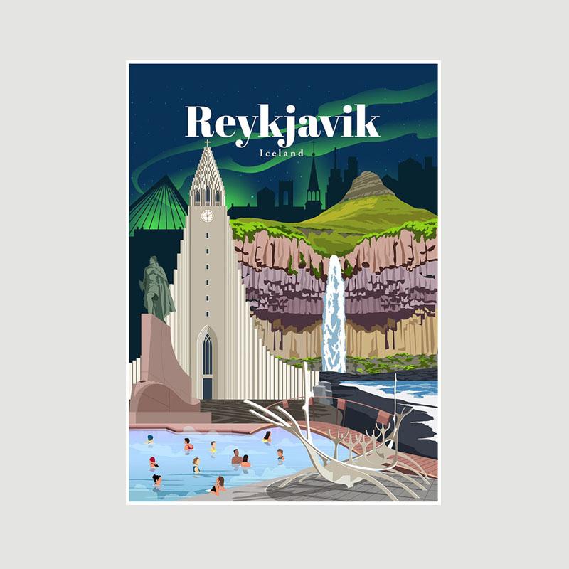 White Paper Cartoon City Landscape Poster Mural London Paris Travel Cities Prints Bedroom Decoration Painting Funny Abstract Wall Art Decor