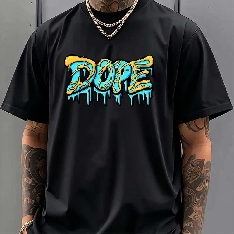 Dope Letter Graphic Print Tshirts For Unisex Summer Casual Fashion High Street Punk Tops Loose Crew Neck Short Sleeve Cotton Tees