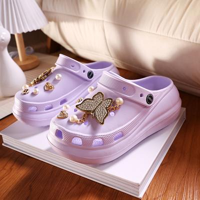 Новые женские сандалии с толстой подошвой из ЭВА с отверстиями, летние сандалии, дышащие, на полуплатформе, увеличивающие рост, с закрытым носком, пляжные сандалии