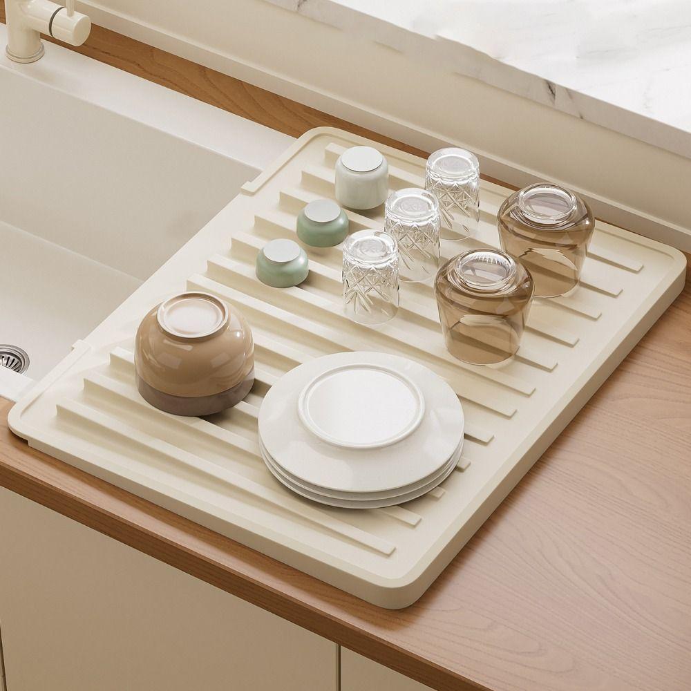 Non-slip Silicone Dish Drying Mat Slope Diversion Design Pot Holder  Glassware