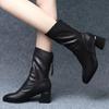 Fashion Autumn Winter Short Plush Ankle Boots Women Fashion Zipper Thick Heels Boots Woman Pleated Pu Leather Short Booties Women Boots
