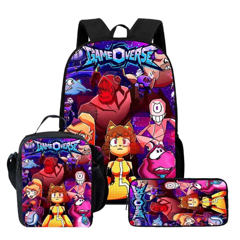 Kids School Backpack Set With Lunch Bag Pencil Case - Cartoon Print Lightweight Ergonomic Design Grades 1-2